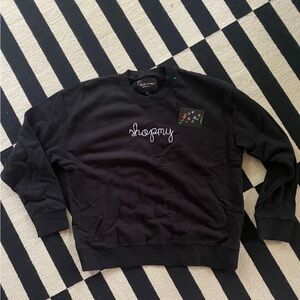 Hand embroidered Black Women's Sweatshirt by Lingua Franca, Brand New with tags